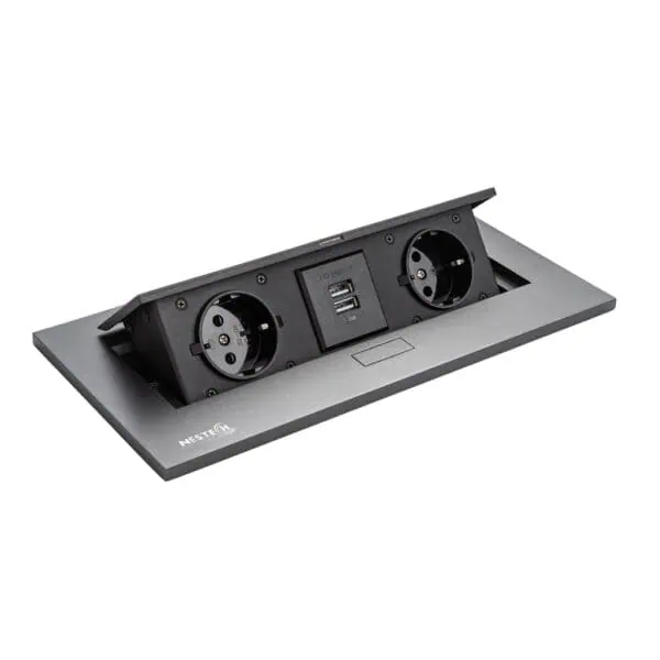 پریز رو میزی (دسکتاپ سوکت) 2 پریز برق + 2 شارژر USB نِستِک 03