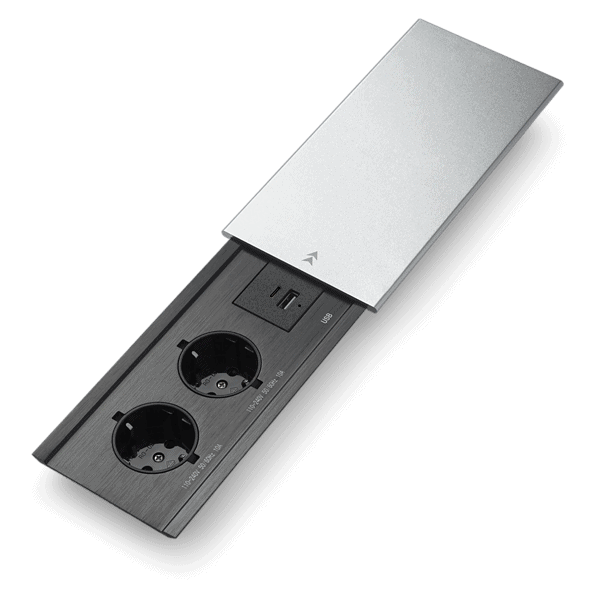 پریز کابینتی کشویی دو پریز با شارژر USB (2)